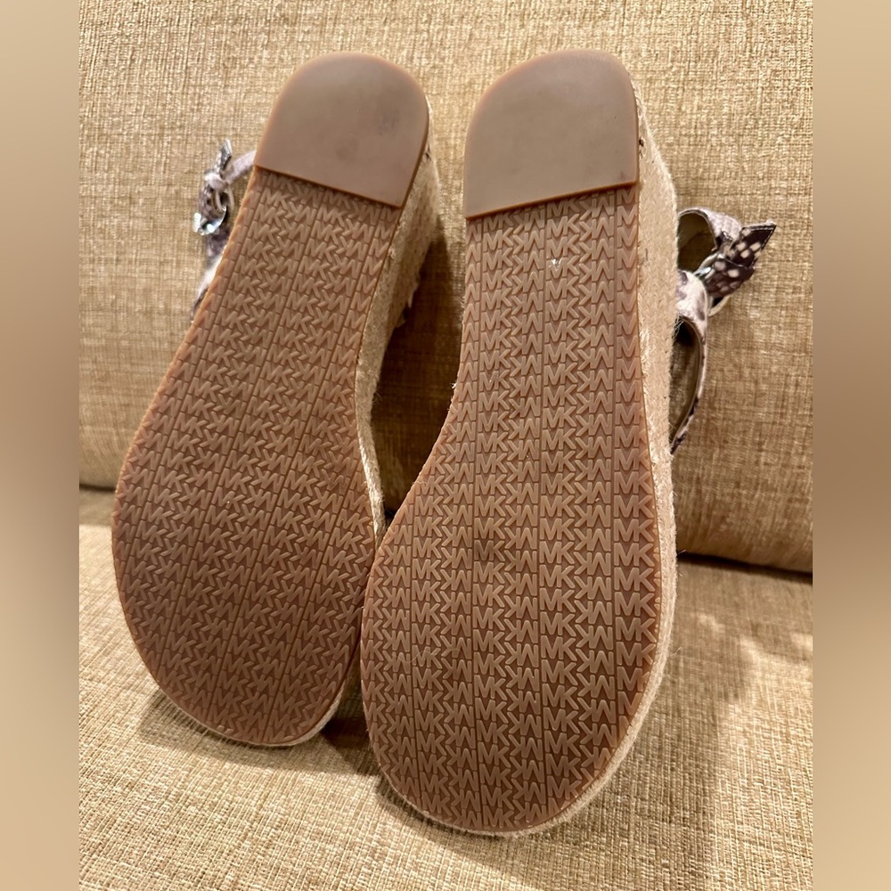 Michael Kors Snake Print Espadrille Wedge Sandals - Black and Cream - Picture 6 of 7